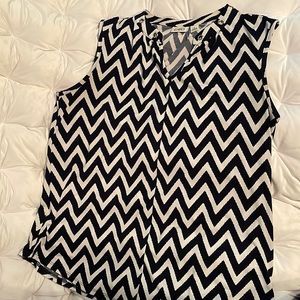 Cato blue and white sleeveless shirt